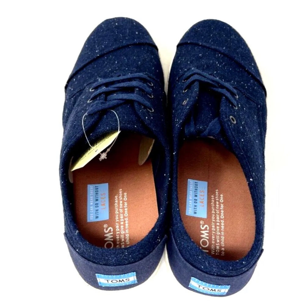 Tom’s Men's Paseo Canvas Lace Up Sneakers Navy Blue #10009194 Size:12